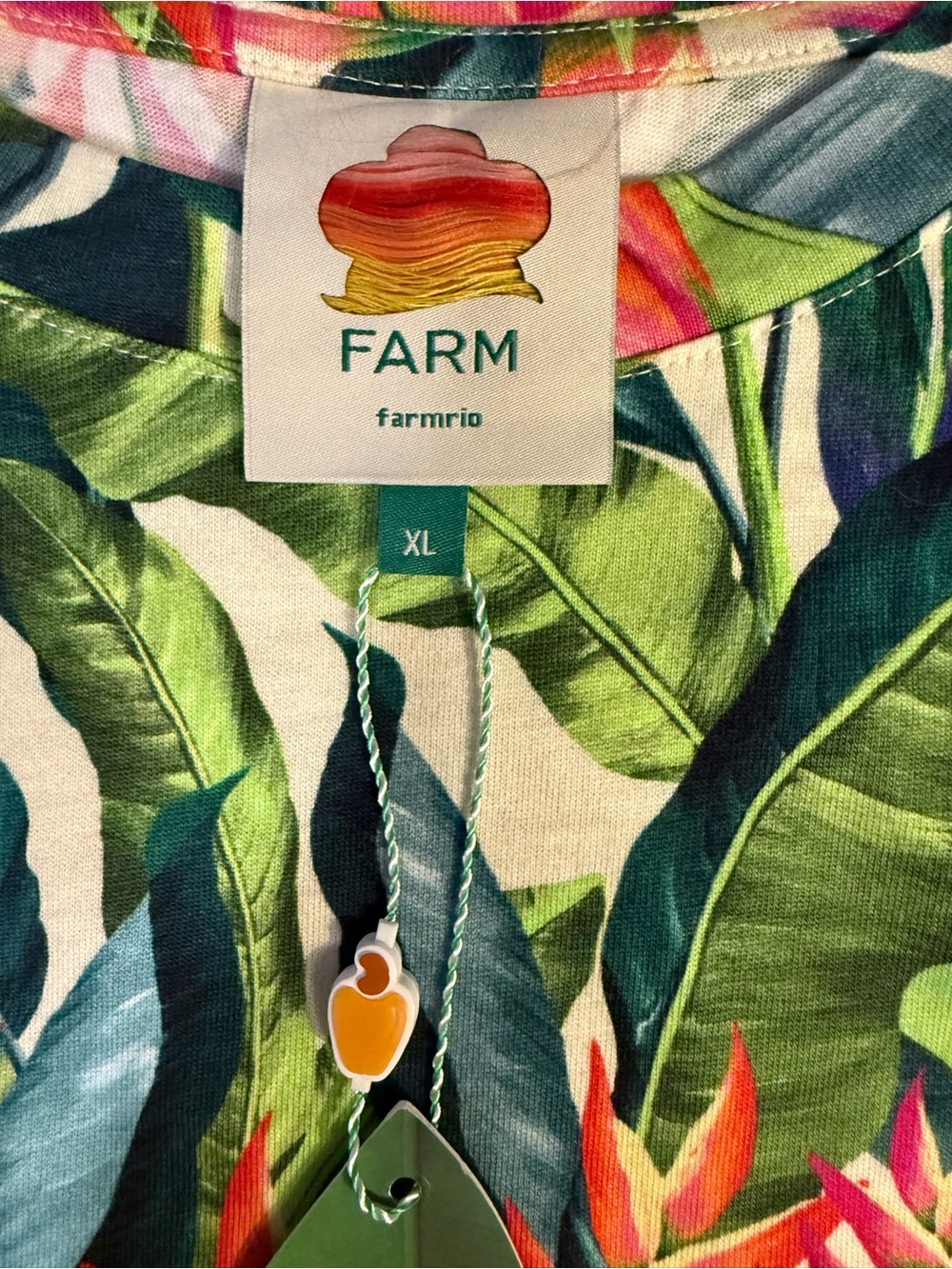 FARM Rio Green Multi Tropical Midi Dress with Tie-Waist - Picture 10 of 12